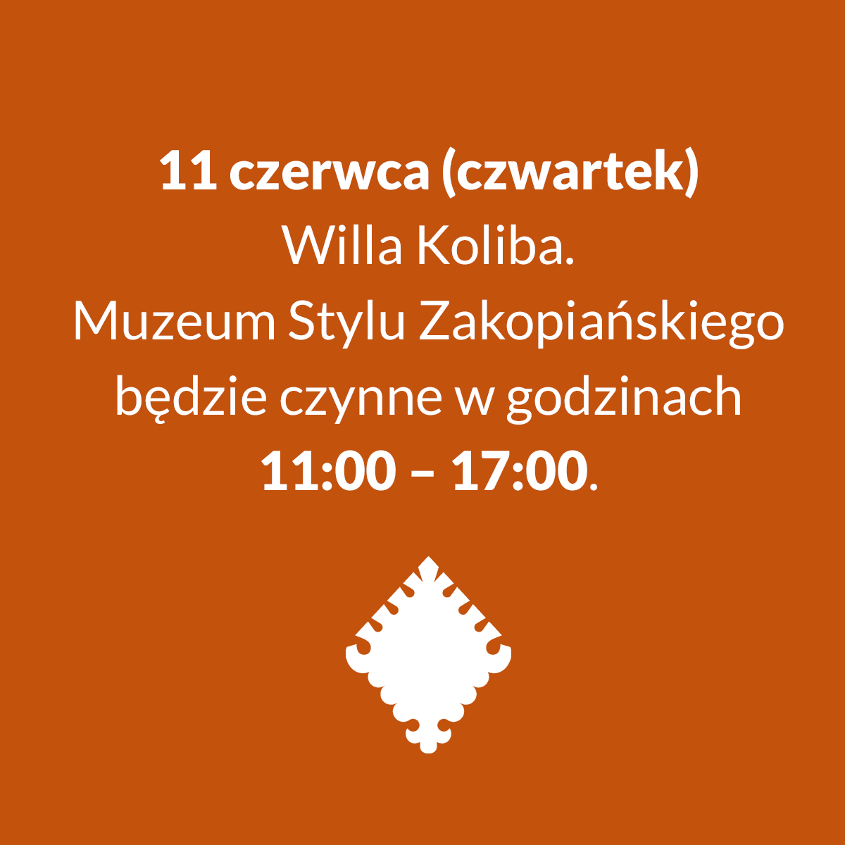 11 czerwca zmiana godzin otwarcia Willi Koliba