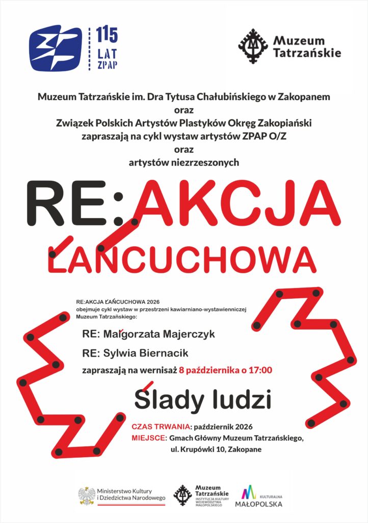 Plakat Re:akcja łańcuchowa. Ślady ludzi