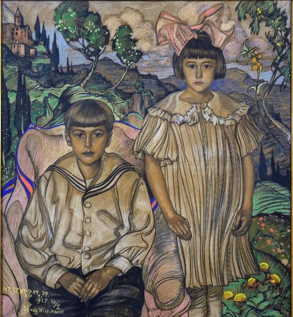 PLAKAT WITKACY - "Portret dwojga dzieci (Krystyny i Ludwika Fischerów) na tle pejzażowym"