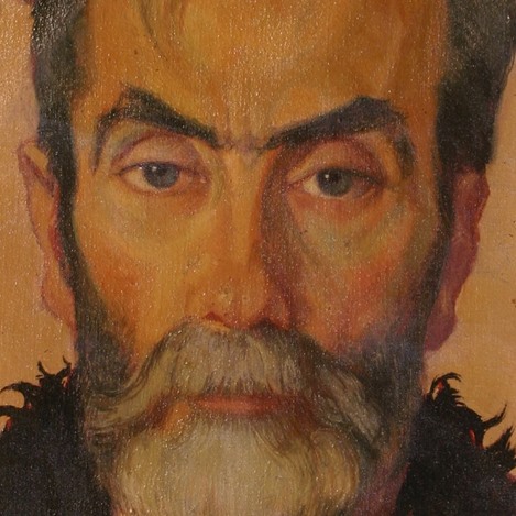 portret mężczyzny z siwymi wąsami i brodąi