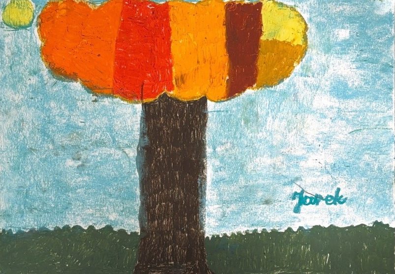 Wystawa „Obrazy muzyką malowane” rysunek jesiennego drzewa