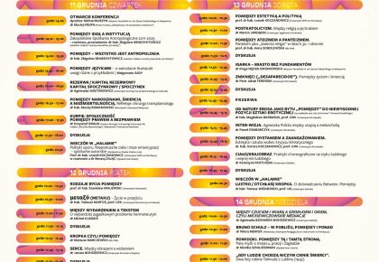 XV Zakopiańskie Spotkania Antropologiczne, 11-14 grudnia