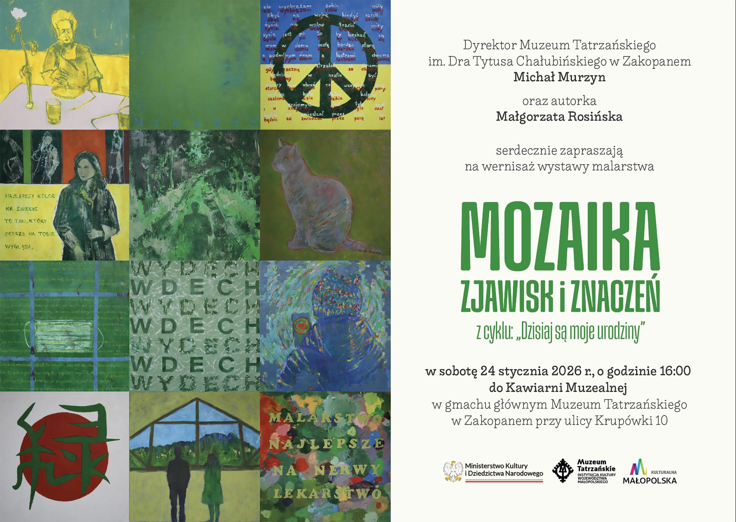 Wernisaż wystawy Mozaika zjawisk i znaczeń z cyklu „Dzisiaj są moje urodziny”, 24 stycznia