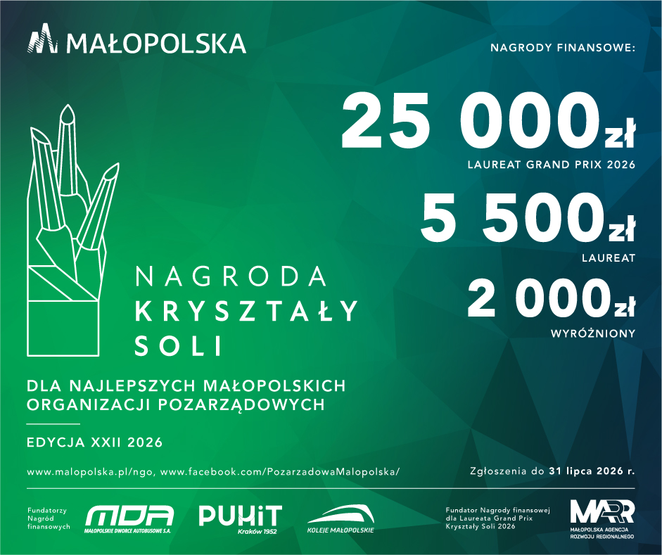 KRYSZTAŁY SOLI 2026 – nagrody dla najlepszych NGO w Małopolsce